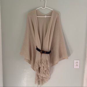 Light beige blanket scarf w/ belt openings